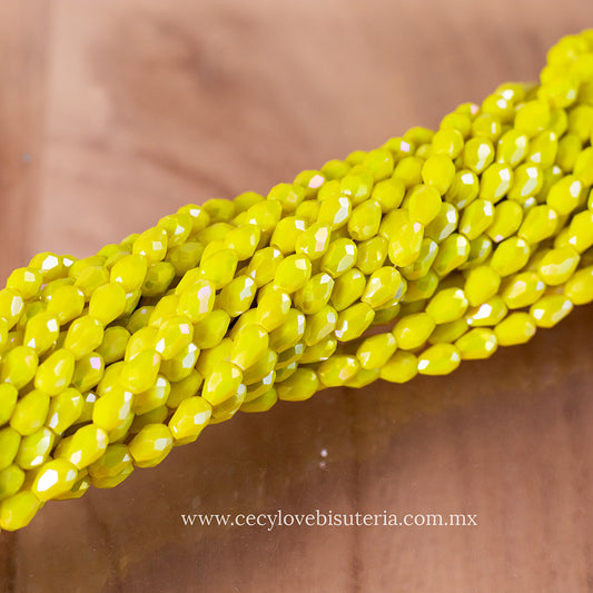 Gota Cristal Amarillo Mate 4 x 6 mm