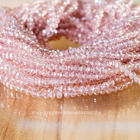 Cristal Rondel Rosa Palo 6 mm