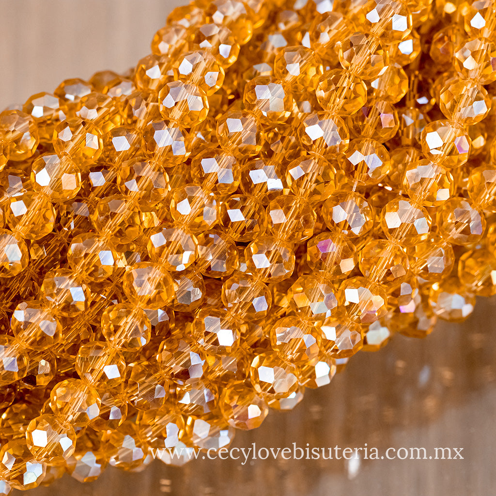 Cristal Rondel Miel 8 mm