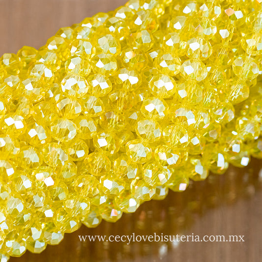 Cristal Rondel Amarillo Transparente 8 mm