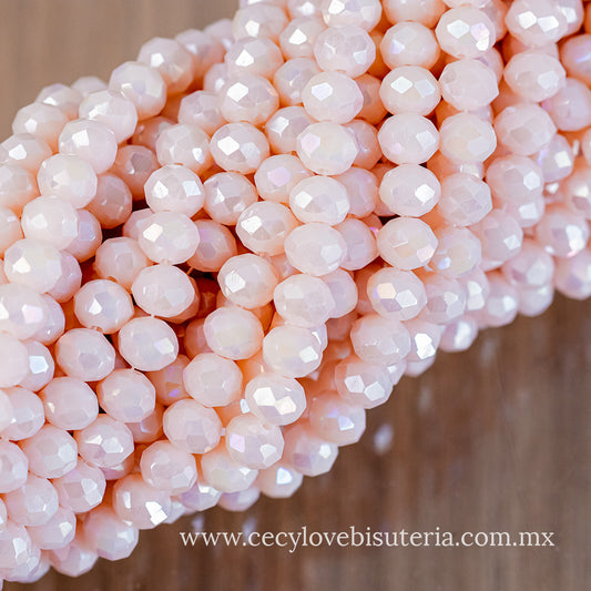 Cristal Rondel Rosa Pastel 8 mm