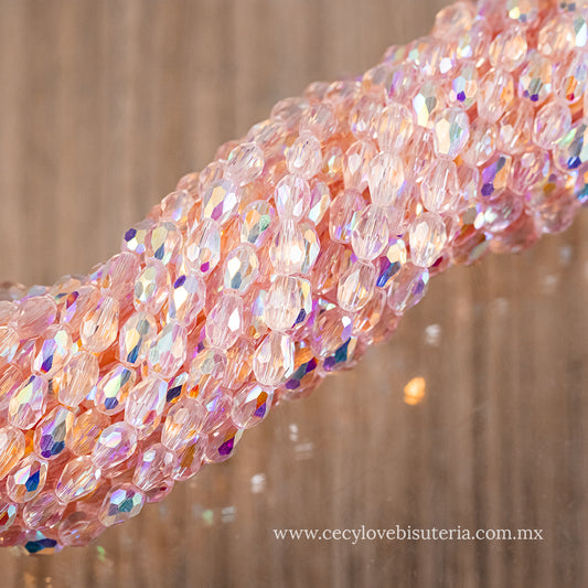 Cristal Gota Rosa Transparente AB 4 x 6 mm