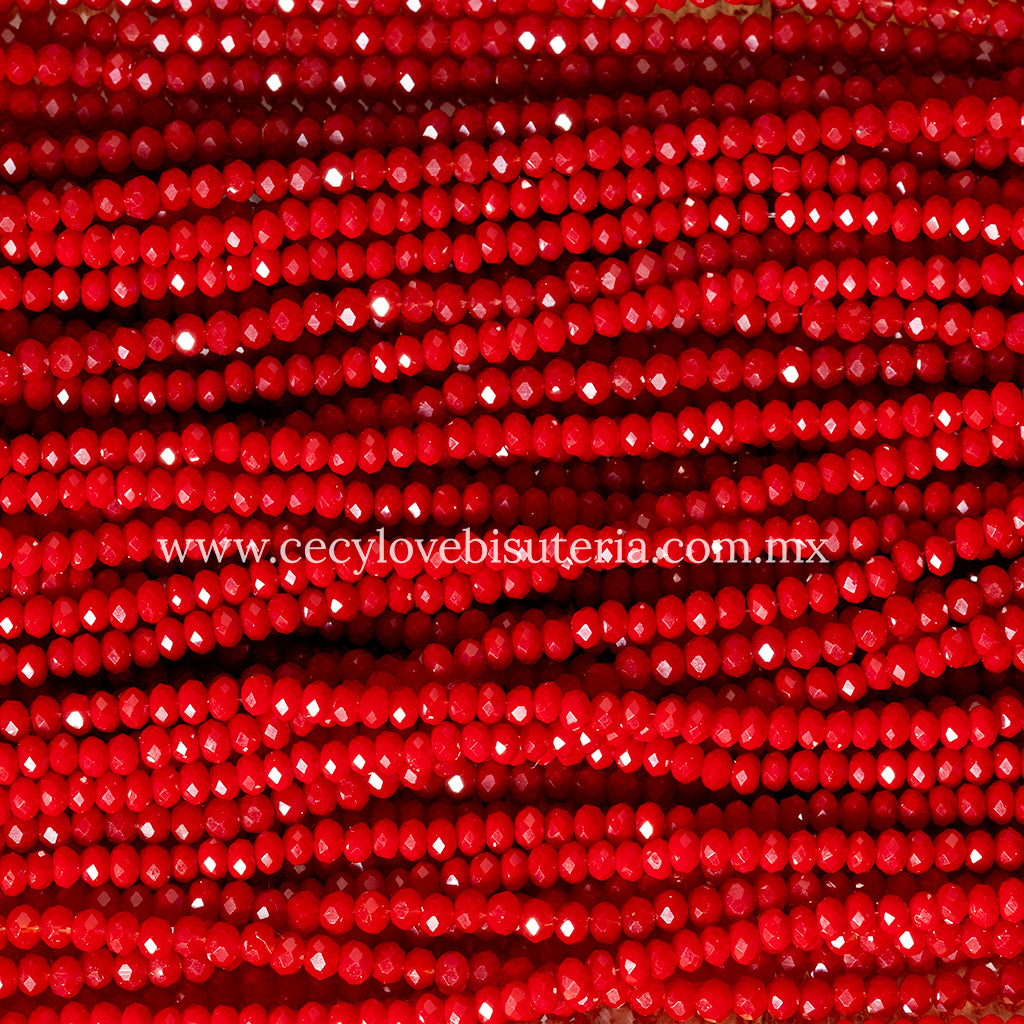 Cristal Rondel Rojo Vino 2 mm