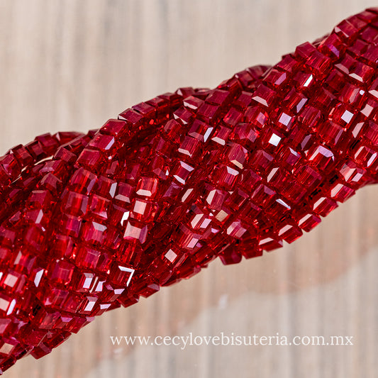 Cristal Cubo Rojo Transparente 4 mm