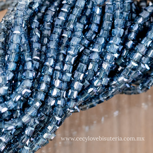 Cristal Cubo Azul Transparente 4 mm