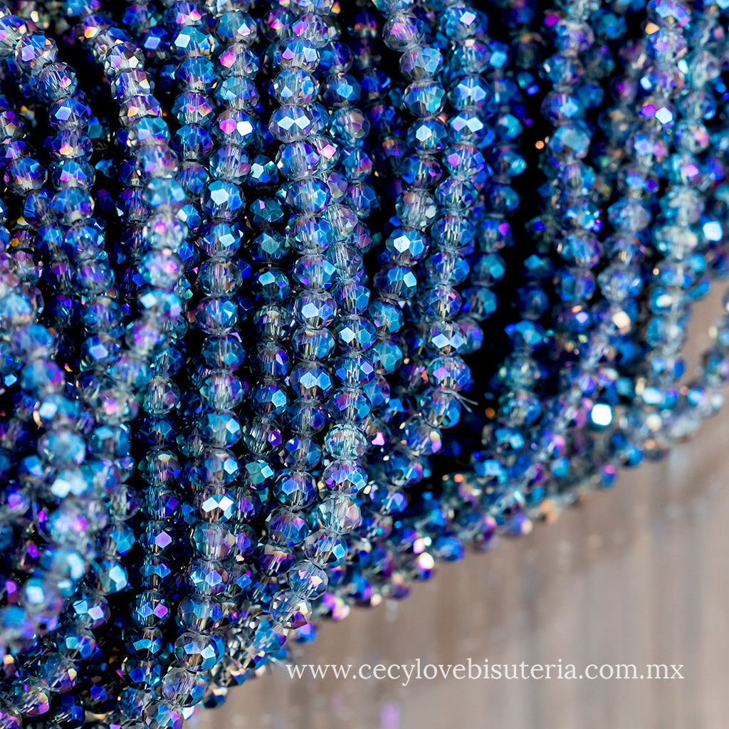 Cristal Rondel Azul AB 4 mm