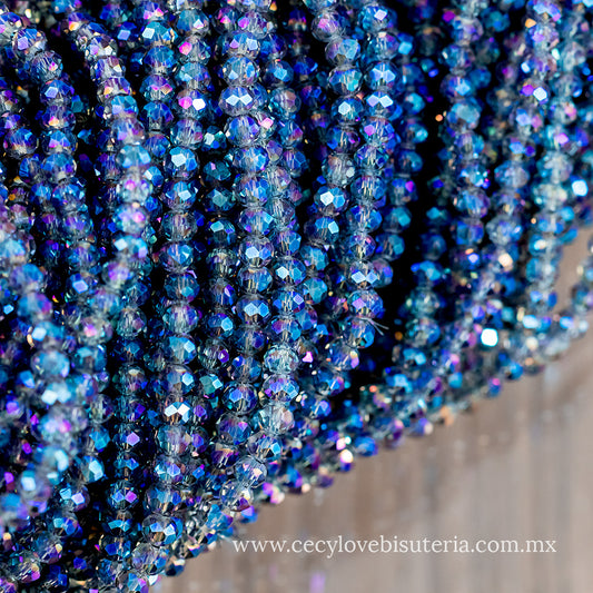 Cristal Rondel Azul AB 4 mm