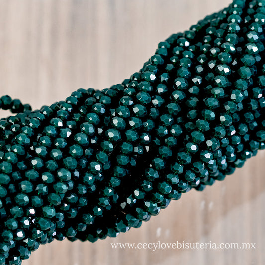 Cristal Rondel Verde Militar 4 mm