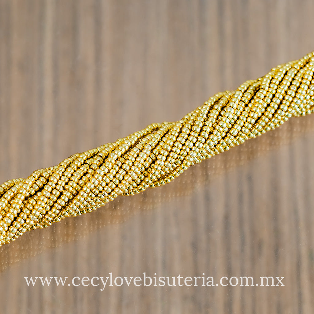 Chaquira Calibrada Dorado Metálico 11/0