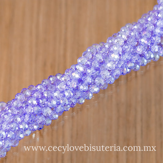 Cristal Rondel Lavanda 6 mm