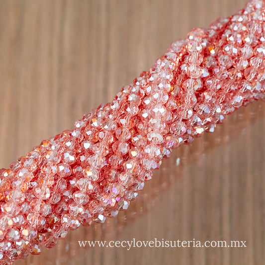 Cristal Rondel Rosa Palo 6 mm