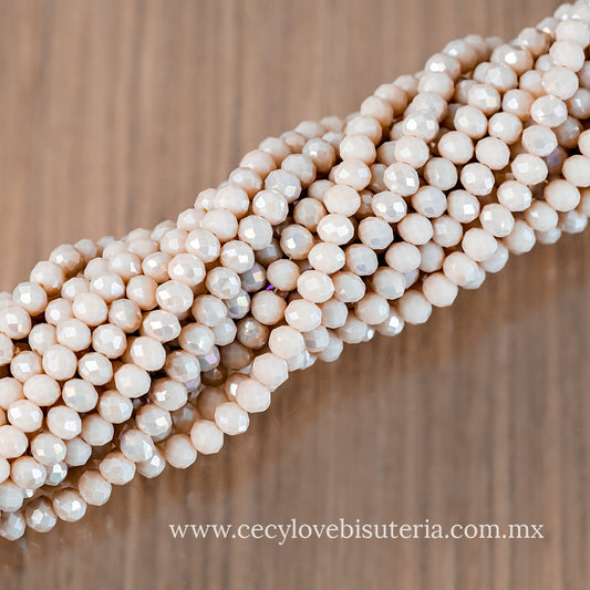 Cristal Rondel Nude 6 mm