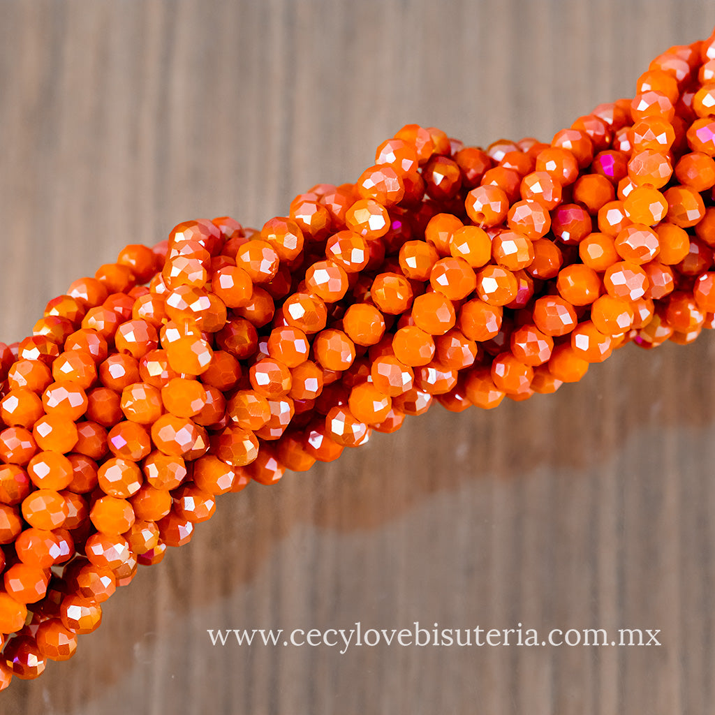 Cristal Rondel Naranja 6 mm