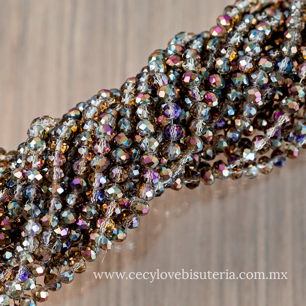 Cristal Rondel Silver AB 6 mm