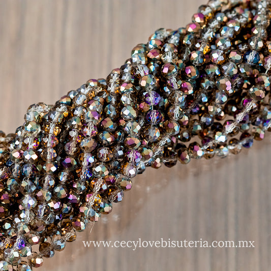 Cristal Rondel Silver AB 6 mm