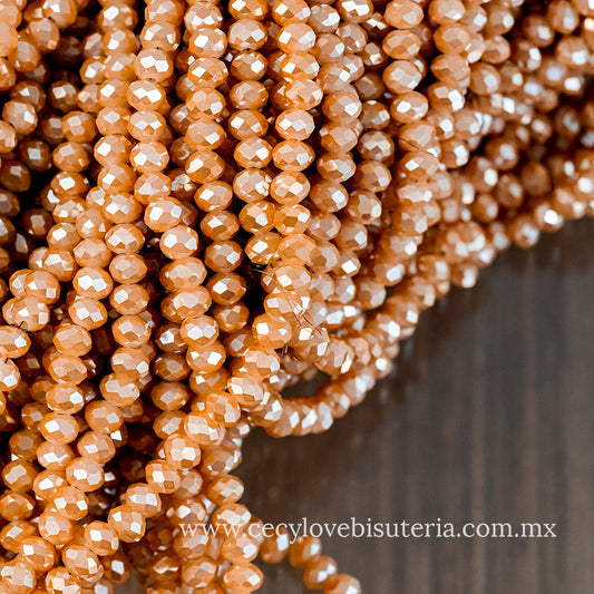 Cristal Rondel Caramelo 6 mm