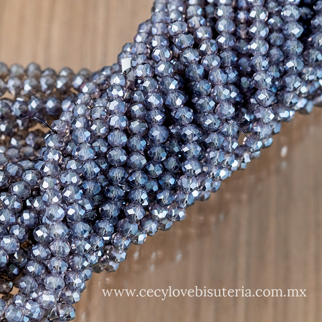 Cristal Rondel Lavanda 6 mm