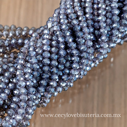 Cristal Rondel Lavanda 6 mm