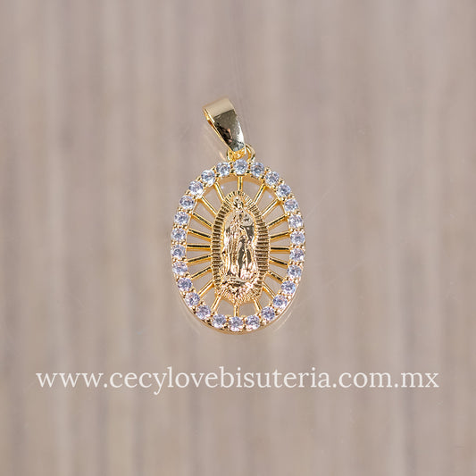 Dije Medalla Virgen de Guadalupe con Zirconias