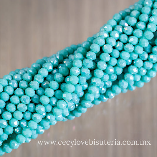 Cristal Rondel Turquesa 4 mm