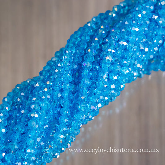 Cristal Rondel Azul Celeste 4 mm