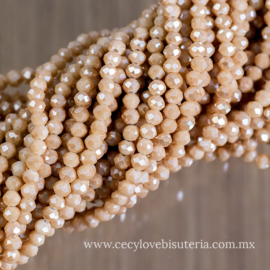 Cristal Rondel Capuccino 4 mm