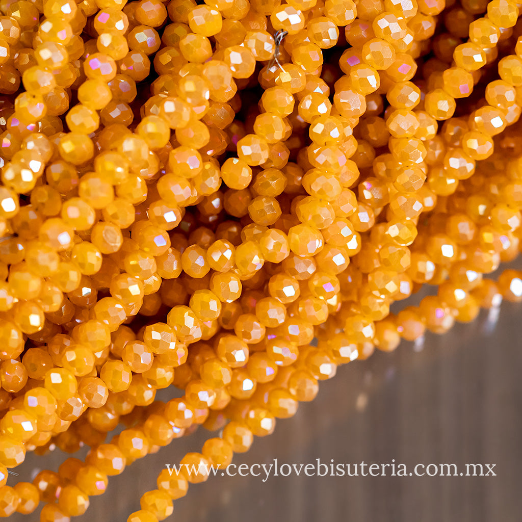 Cristal Rondel Naranja 4 mm