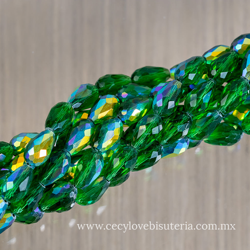 Gota Cristal Verde AB 10 x 12 mm