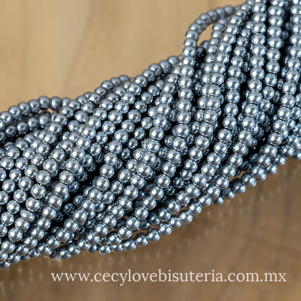 Perla Cristal Gris 4 mm