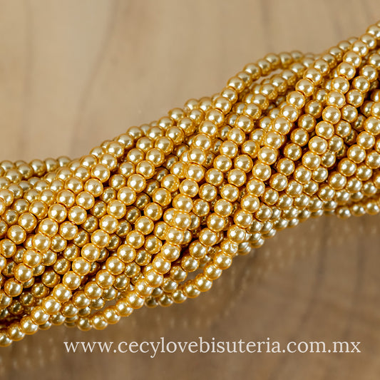 Perla Cristal Dorado 4 mm