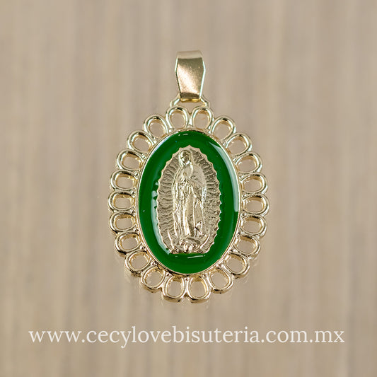 Medalla Virgen de Guadalupe Verde