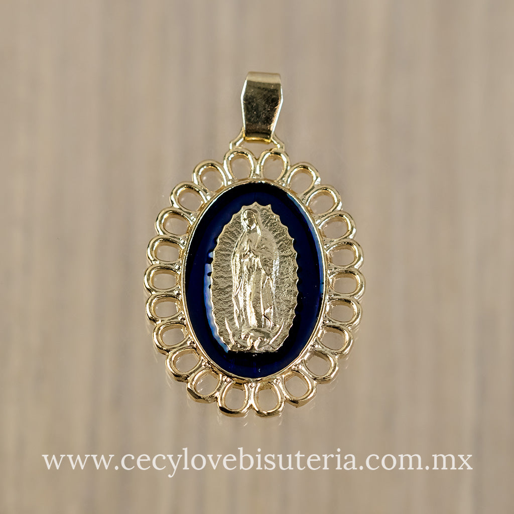 Medalla Virgen de Guadalupe Azul Marino