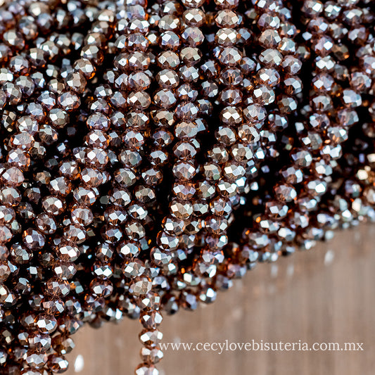 Cristal Rondel Cafe Transparente AB 4 mm