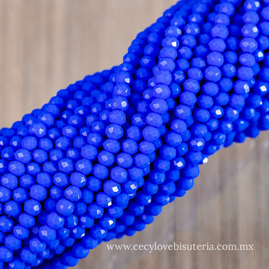 Cristal Rondel Azul Eléctrico 4 mm