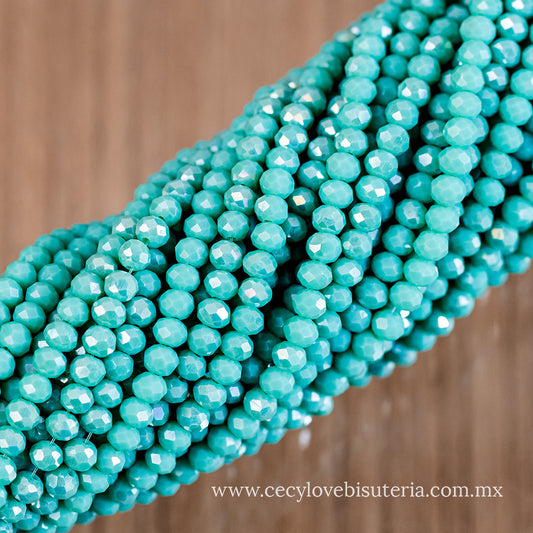 Cristal Rondel Aqua 4 mm