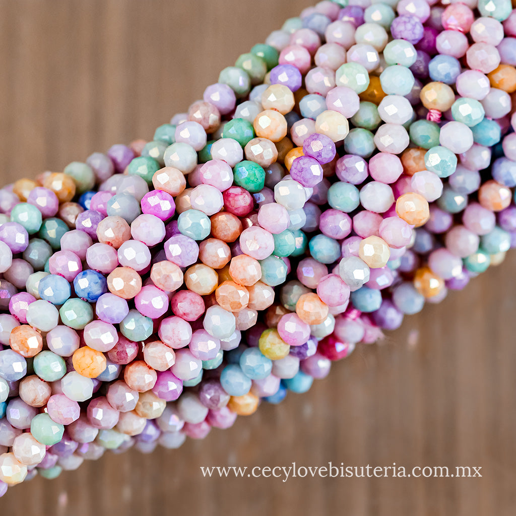 Cristal Rondel Colores Pasteles 4 mm