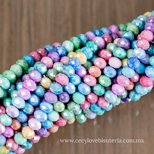 Cristal Rondel Colores Pasteles 8 mm