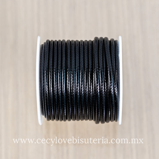 Rollo Cordón Encerado Negro 2.5 mm