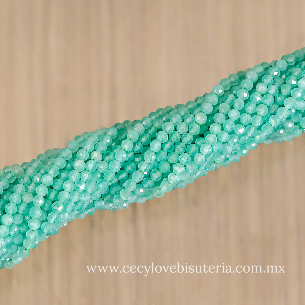 Ojo de Gato Facetada Esmeralda 3 mm