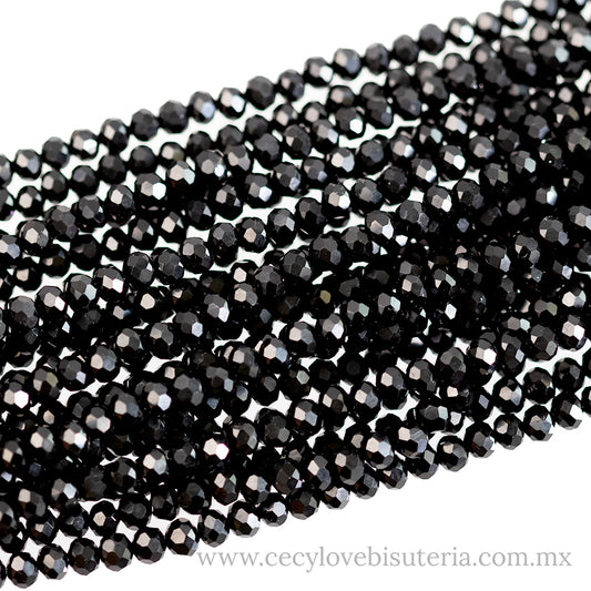 Cristal Rondel Negro 6 mm