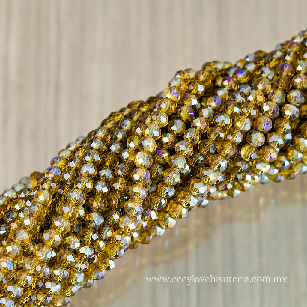 Cristal Rondel Ambar 6 mm