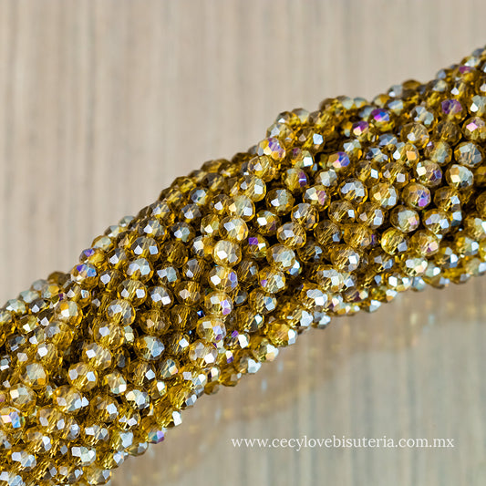 Cristal Rondel Ambar 6 mm
