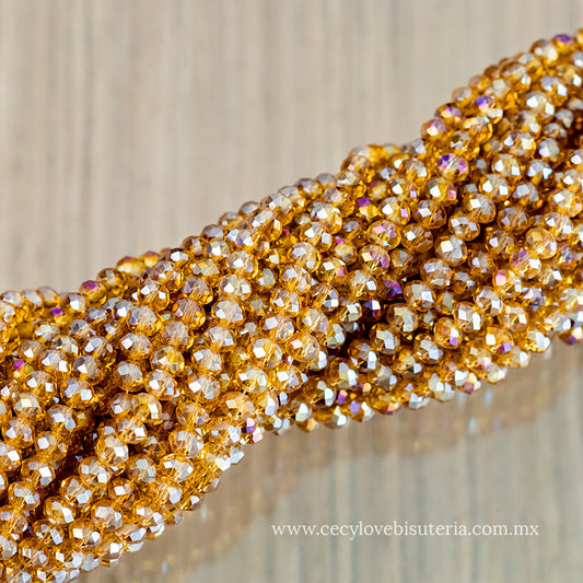 Cristal Rondel Miel 6 mm