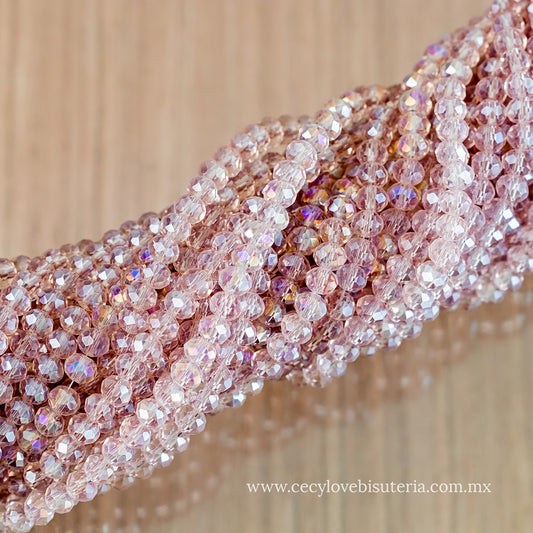 Cristal Rondel Rosa Palo 6 mm