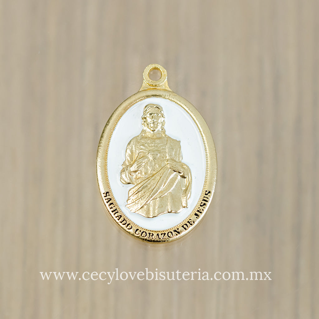 Medalla Sagrado Corazón de Jesús Blanco