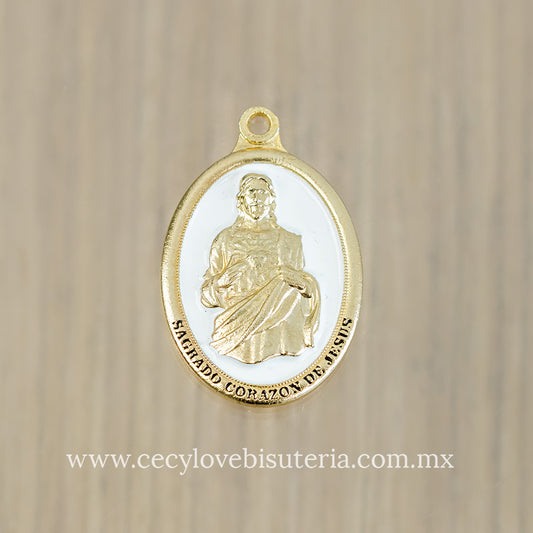 Medalla Sagrado Corazón de Jesús Blanco