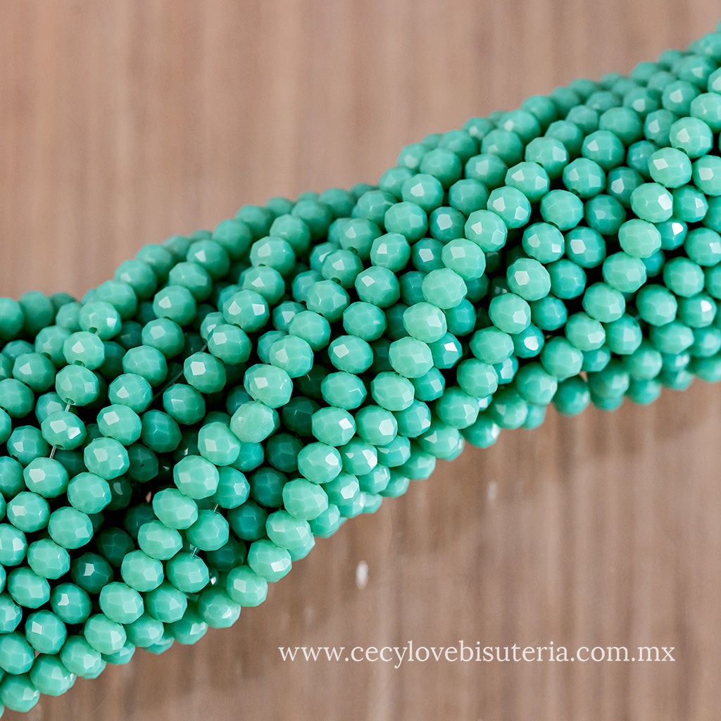 Cristal Rondel Verde Esmeralda 4 mm