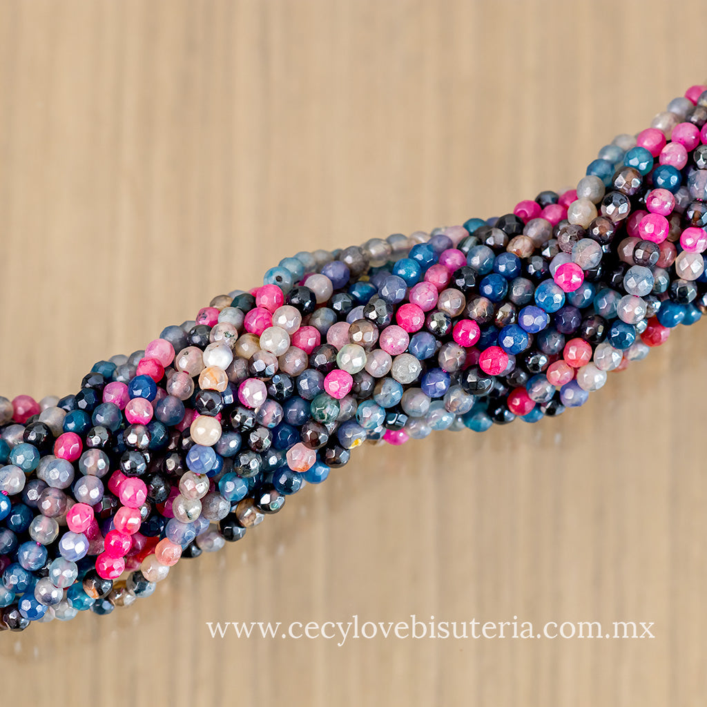 Ágata Facetada Colores Morados 4 mm