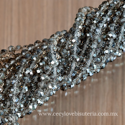 Cristal Rondel Gris Transparente 8 mm