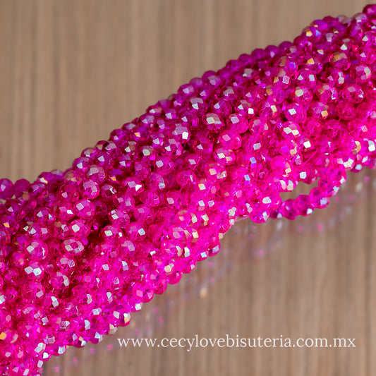 Cristal Rondel Fucsia AB 6 mm